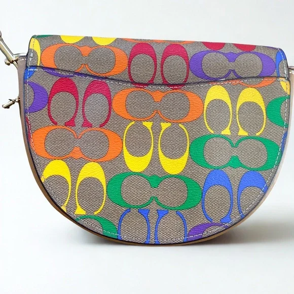 🌈 COACH Willow Saddle Bag in Rainbow Signature Canvas - Pride Edition & Dust Bag - Picture 4 of 12